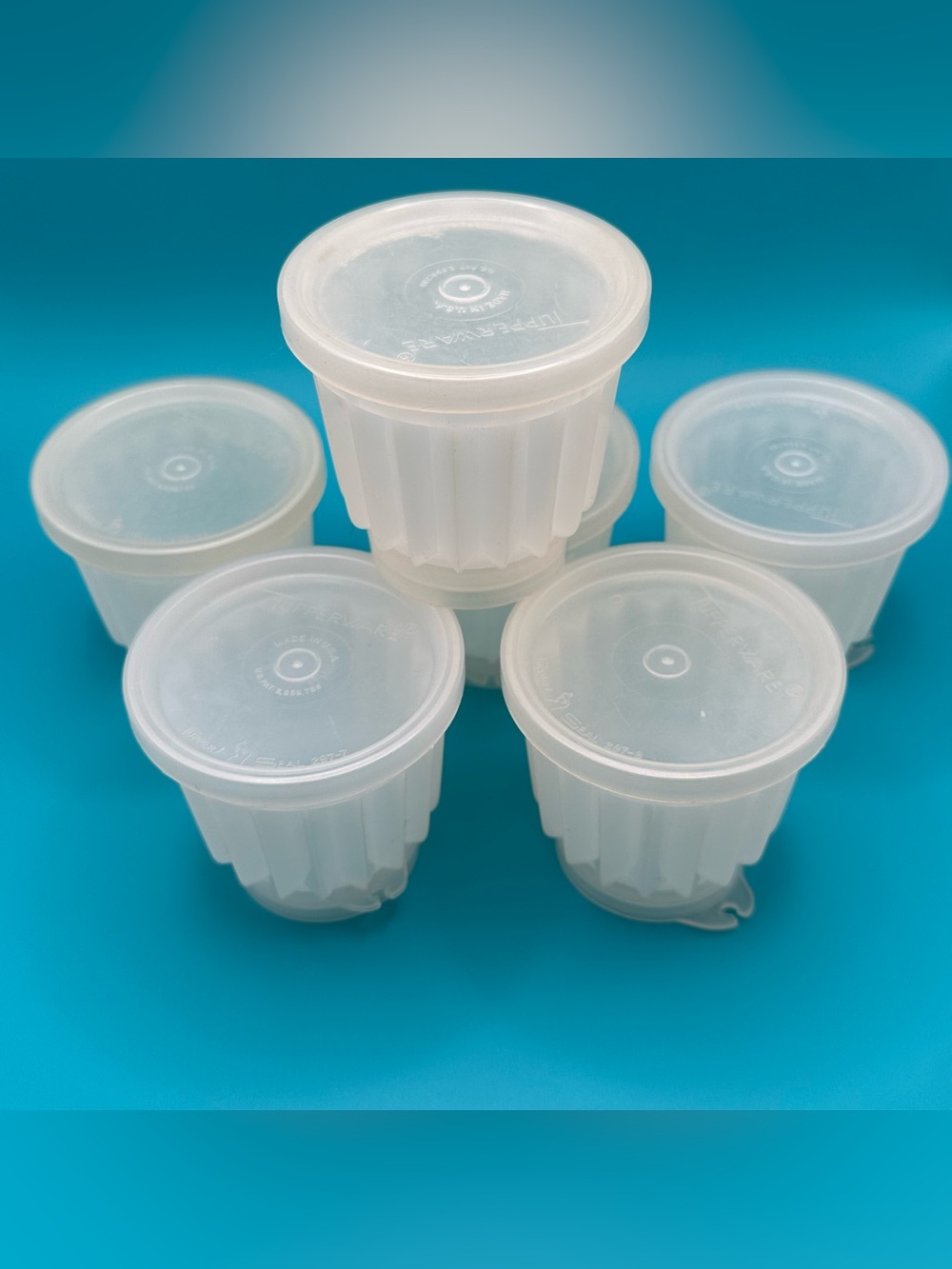 Vintage Tupperware Mini Jello Molds Set 6 Jel-ette Jell-ette White With Lids